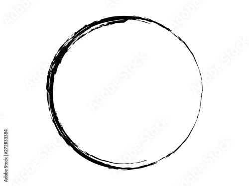 Grunge circle made for marking.Black dry circle made with ink.