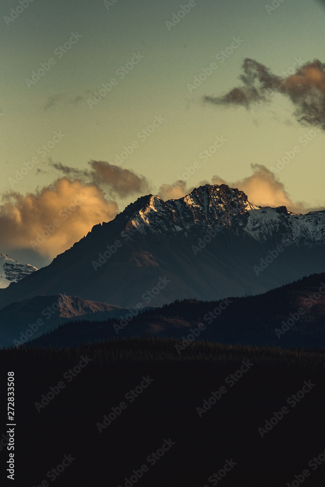 Mountain closeup during sunset