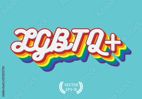 Pride Month, LGBTQ+ Text whith Rainbow Long Shadow