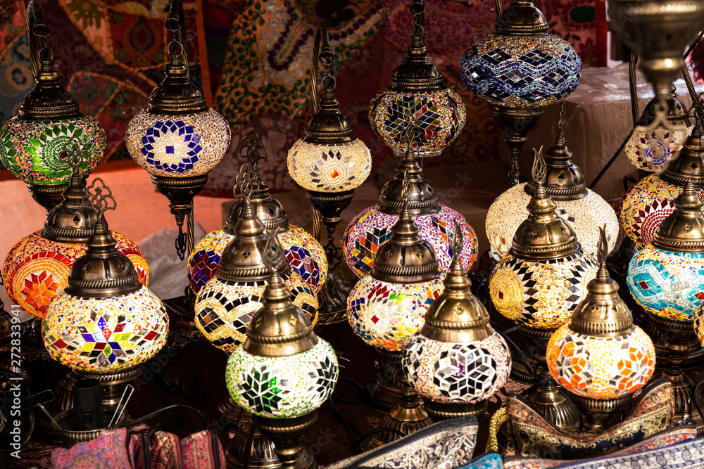 beautiful multicolored arabic lamps