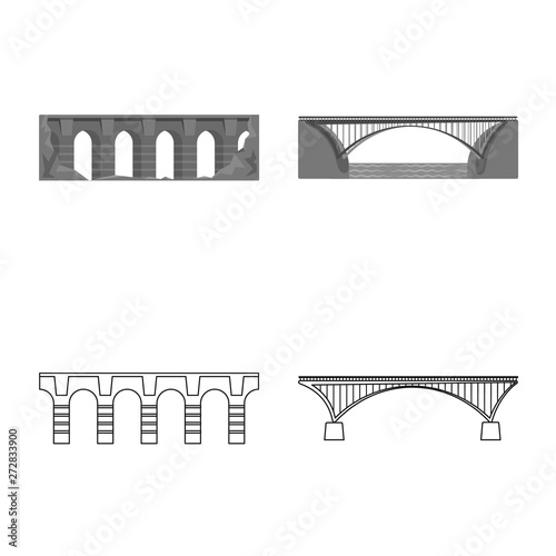 Vector illustration of connection and design sign. Collection of connection and side stock symbol for web.