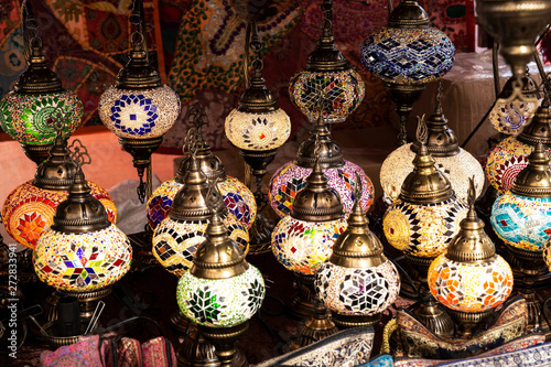 beautiful multicolored arabic lamps