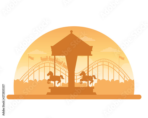 Circus festival fair silhouette scenery