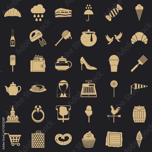 Confectionery factory icons set. Simple set of 36 confectionery factory vector icons for web for any design