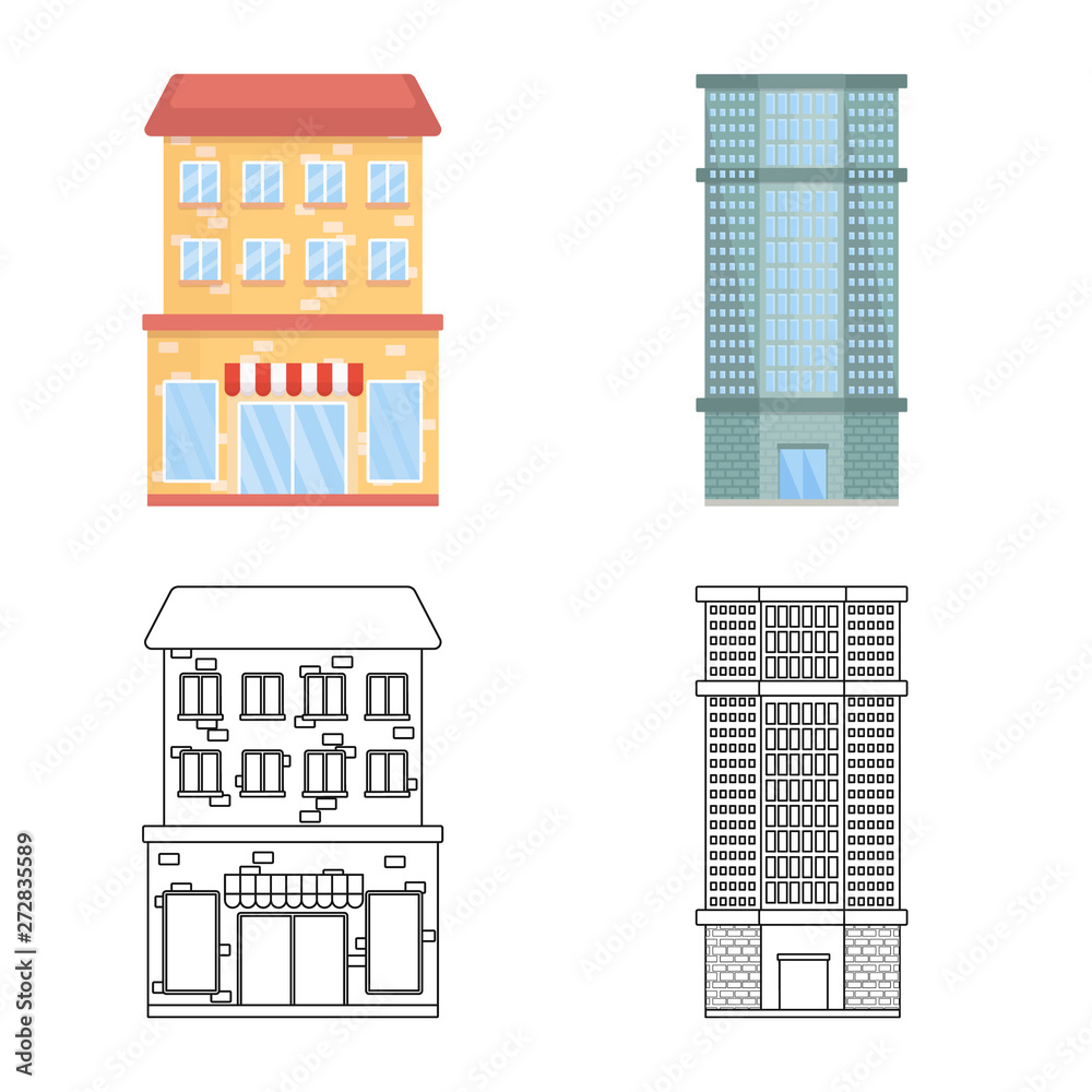Vector design of municipal and center symbol. Set of municipal and estate   vector icon for stock.