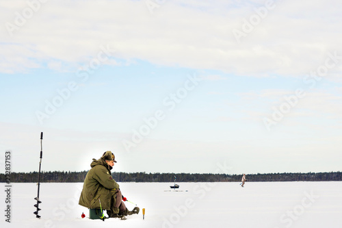 fisherman catch on winter fishing