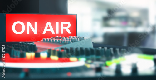 Radio studio, on air, 3d rendering