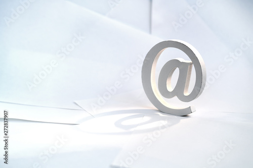Email sign on white background with real shadow.