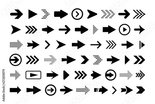 Arrows big set of black flat icons, symbols, signs. Arrow icon. Vector collection for web design, interface design, ui, apps, software and more.