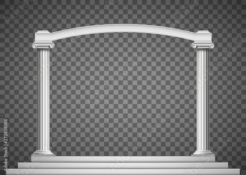 Antique columns with an arch. Isolated on transparent background.