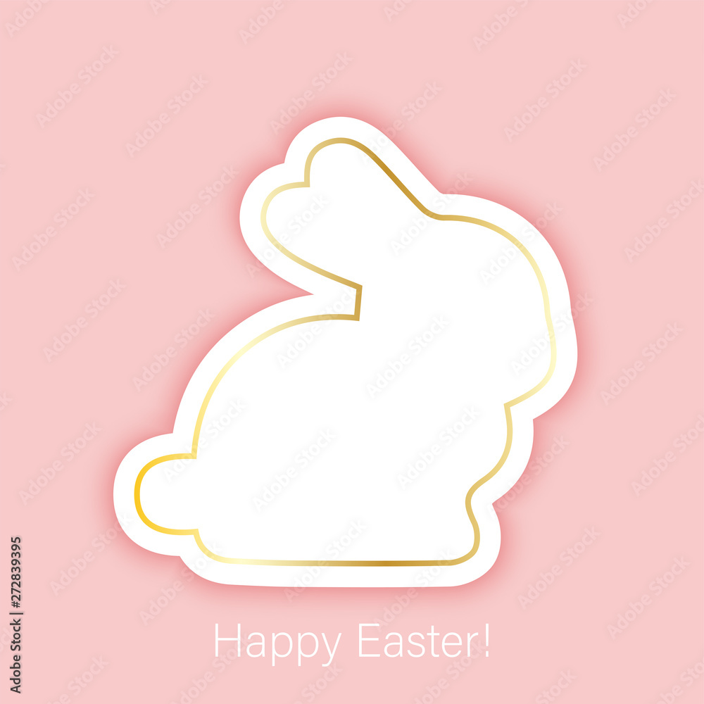 Happy Easter bunny shape greeting card, vector illustration Happy Easter bunny shape greeting card, vector illustration