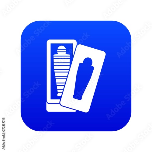 Mummy in sarcophagus icon digital blue for any design isolated on white vector illustration