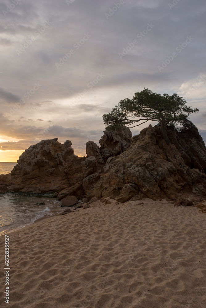 Fenals beach in Lloret de Mar at sunrise