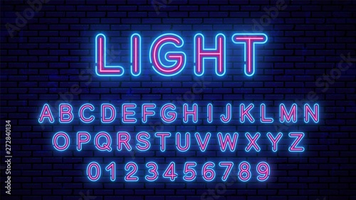 Bright neon letters for the design of ad, banners, signboard and more. Vector neon alphabet, font design for signboard.