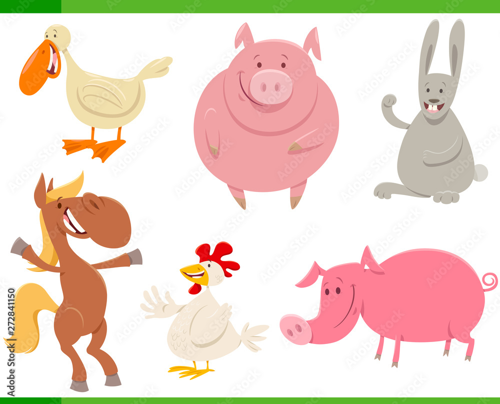 cartoon farm animal characters set cartoon farm animal characters set