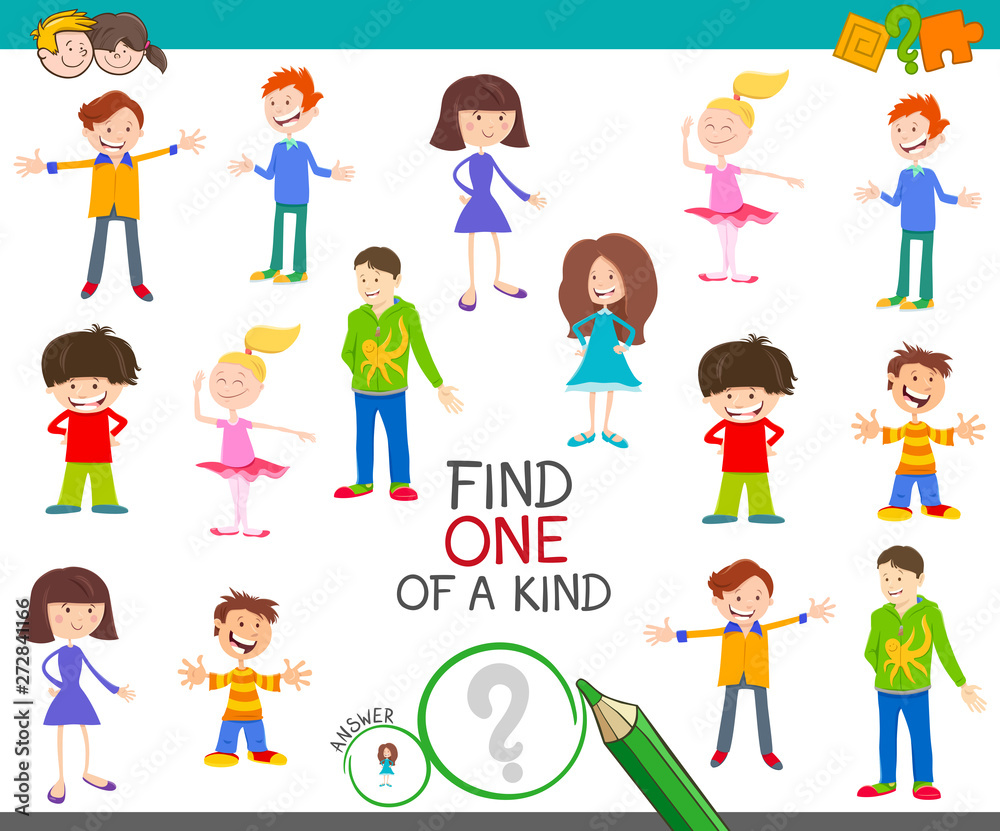 one of a kind game with cartoon children one of a kind game with cartoon children