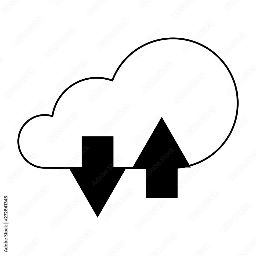 Cloud computing technology symbol isolated in black and white Cloud computing technology symbol isolated in black and white