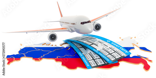 Flights to Russia concept. 3D rendering