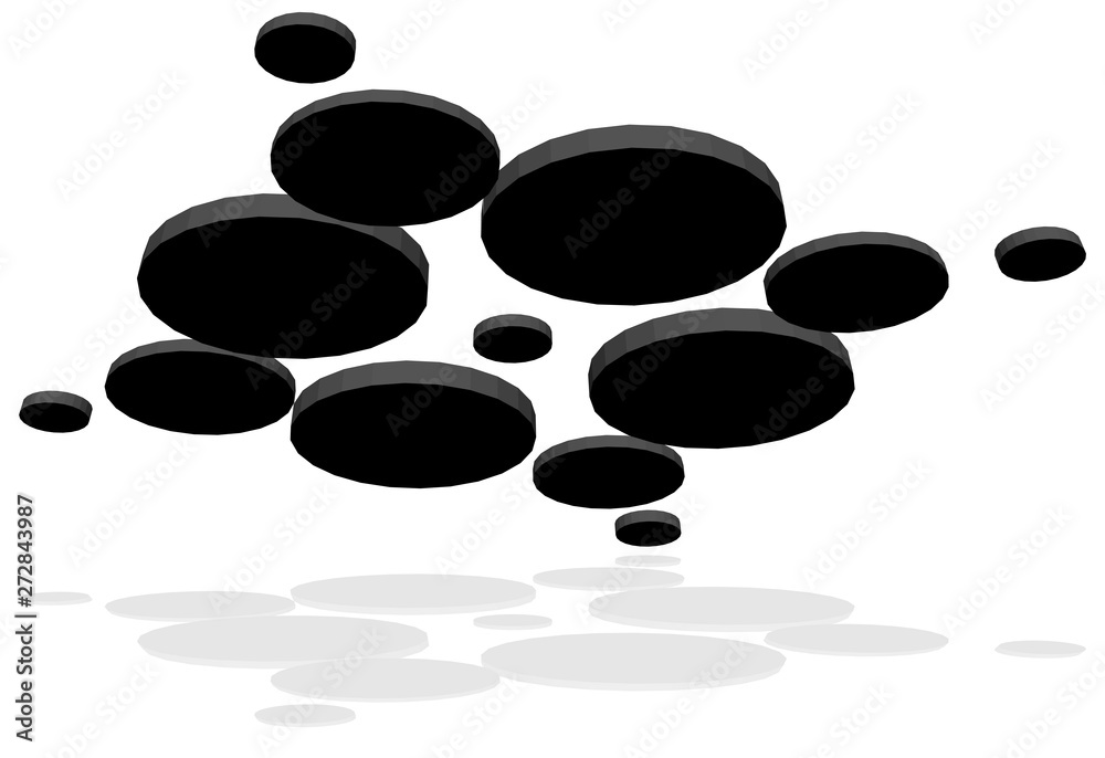 Isometric abstract black dots and reflection, isolated on white background, EPS10 vector illustration, suitable for logo.