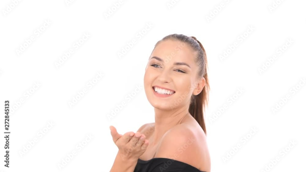Beauty concept. Beautiful girls are laughing happily on a white background. Beauty concept. Beautiful girls are laughing happily on a white background.