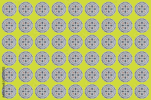Isolated pattern for textile on pantone sulphur spring yellow color background photo