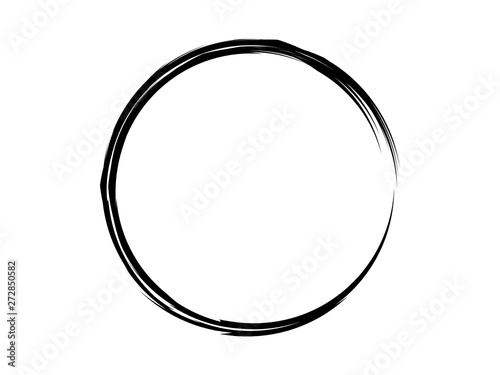 Grunge circle made with art brush for marking.Black circle made of black