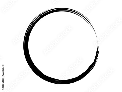 Grunge circle made of black paint.Grunge ink circle made of black ink for marking.Round marking shape.