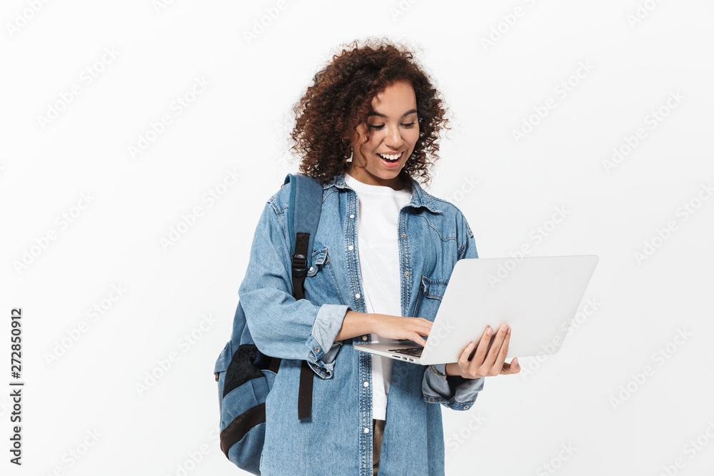 Portrait of a pretty cheerful casual african girl