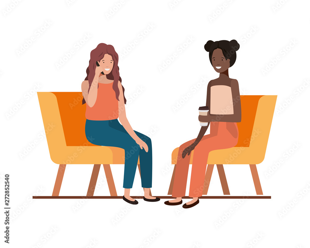 Fototapeta premium young women sitting in chair with white background