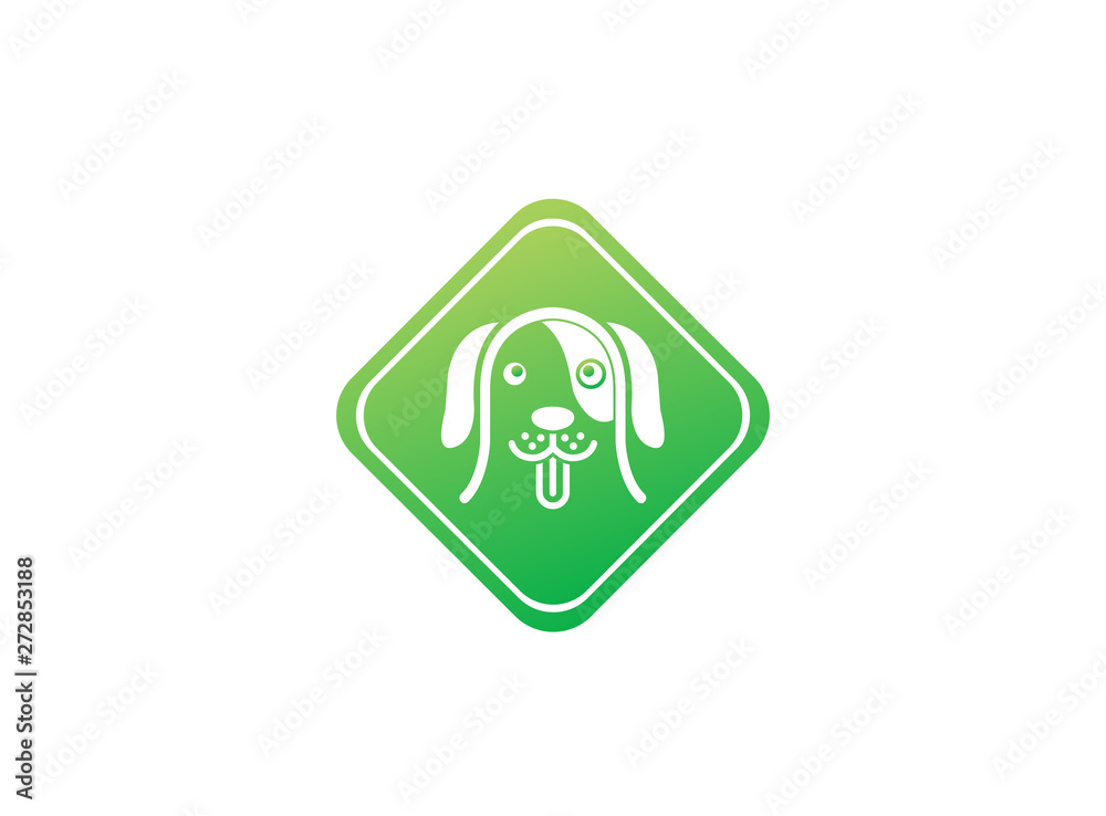 smiling and happy dog open mouth and show tongue out for logo design illustration in a shape smiling and happy dog open mouth and show tongue out for logo design illustration in a shape