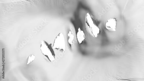 White color flag perforated, bullet holes, white background, 3d rendering