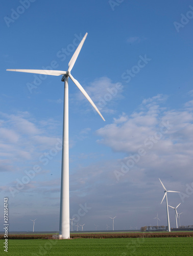 Windmill in Dutch polder. Netherlands. Green energy