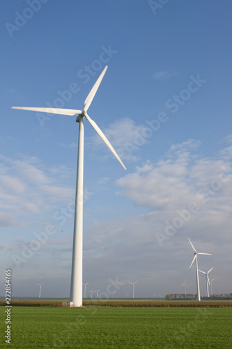 Windmill in Dutch polder. Netherlands. Green energy