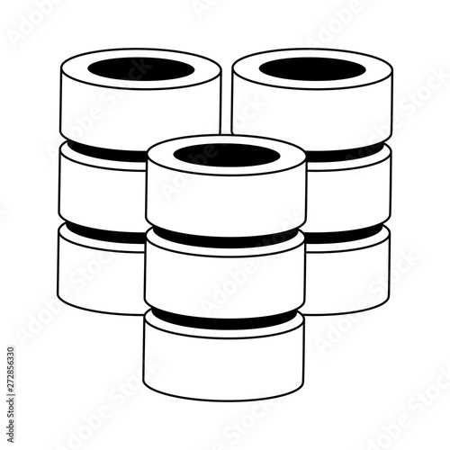 Database servers disks technlogy symbol in black and white