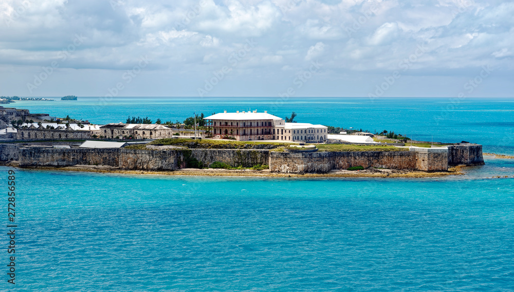 Keep and Commissioner's House at King's Wharf, the former Royal Naval Dockyard on Ireland Island in Bermuda