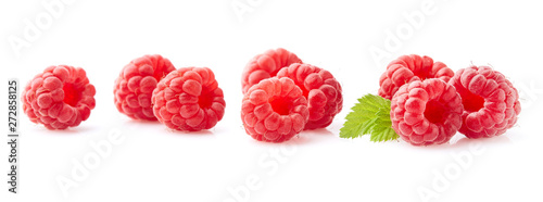 Ripe raspberry on white background photo