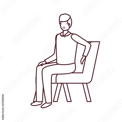 silhouette of man sitting in chair with white background