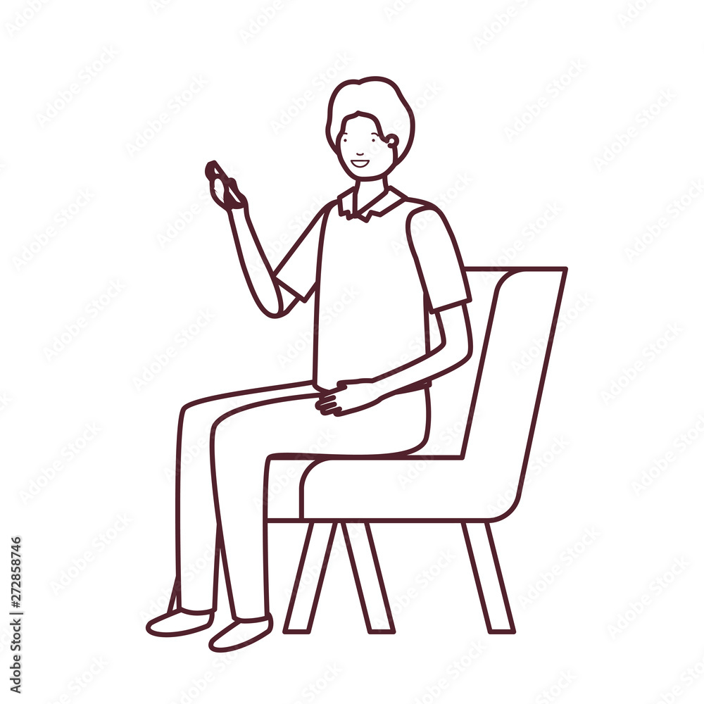 silhouette of man sitting in chair with smartphone silhouette of man sitting in chair with smartphone