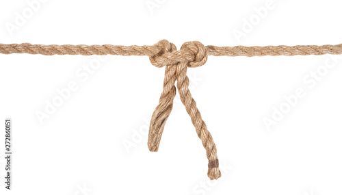 grass knot joining two ropes isolated on white