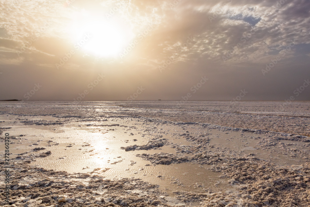 Fototapeta premium salt Flats in Berhale and Hamede Ela deep in the Danakil Depression 