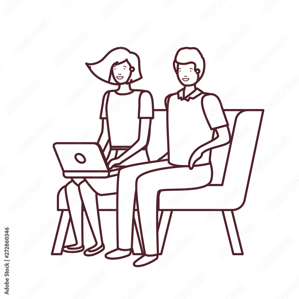 silhouette of couple with sitting in chair on white background silhouette of couple with sitting in chair on white background