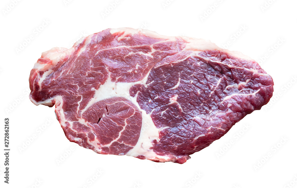 slice of raw marble beef meat isolated on white slice of raw marble beef meat isolated on white