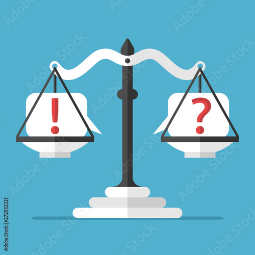 Exclamation, question mark, balance