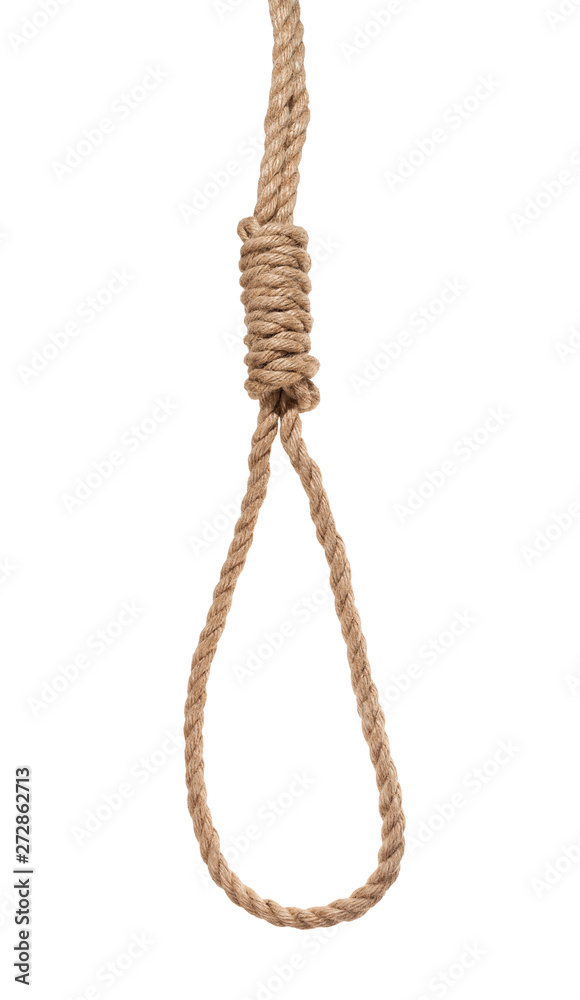 hangman's noose from thick jute rope isolated