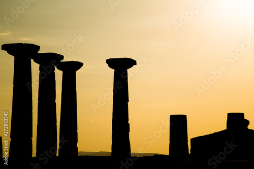 athena temple sunset silhouette