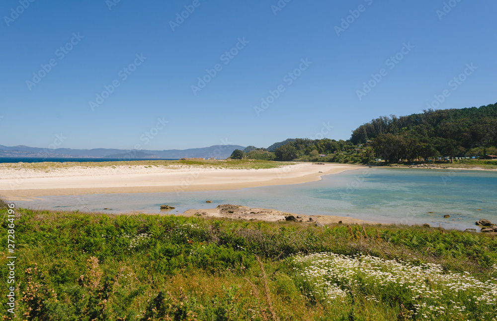 Beach landscape, Beach of Rodas, Cies Islands. Vigo, Galicia, Spain. Beach landscape, Beach of Rodas, Cies Islands. Vigo, Galicia, Spain.