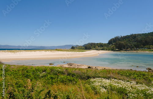 Beach landscape  Beach of Rodas  Cies Islands. Vigo  Galicia  Spain.