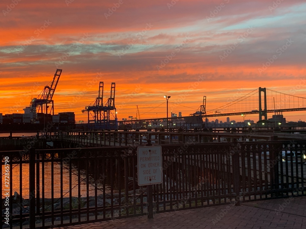 Sunset over Port of Philadelphia Sunset over Port of Philadelphia