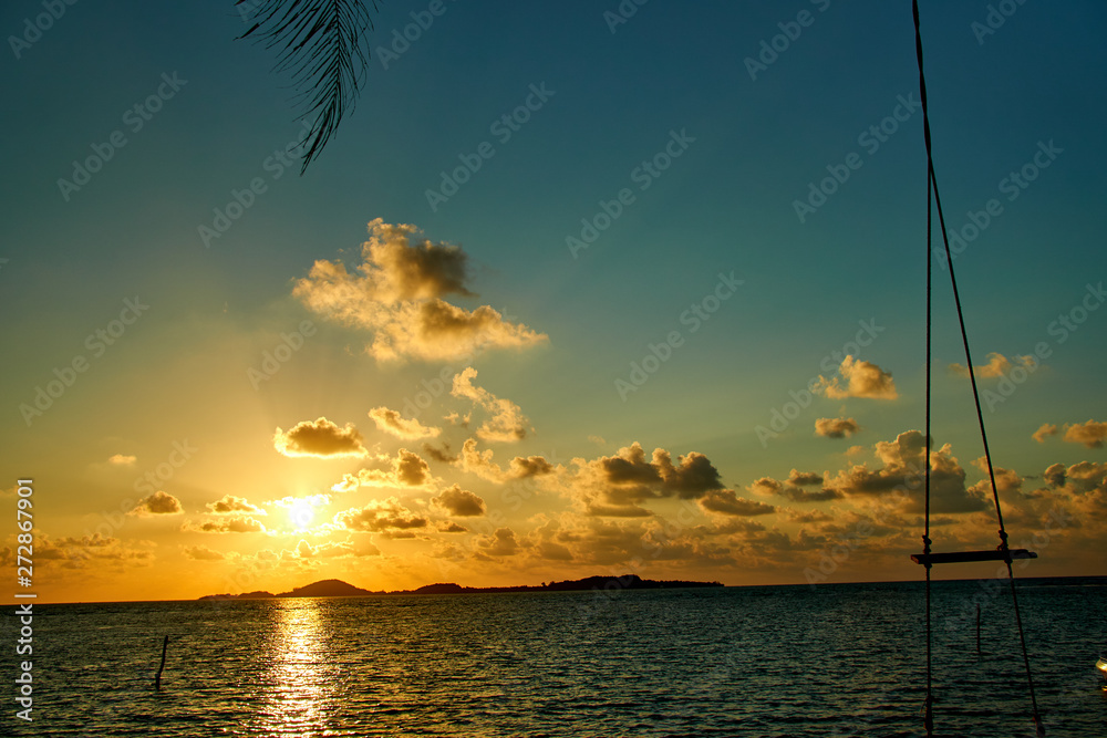 Sunrise at a tropical beach in Thailand