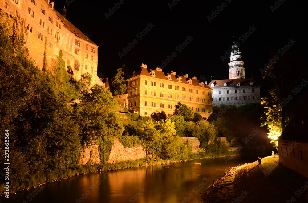 Fototapeta premium Cesky Krumlov in the Czech Republic at night